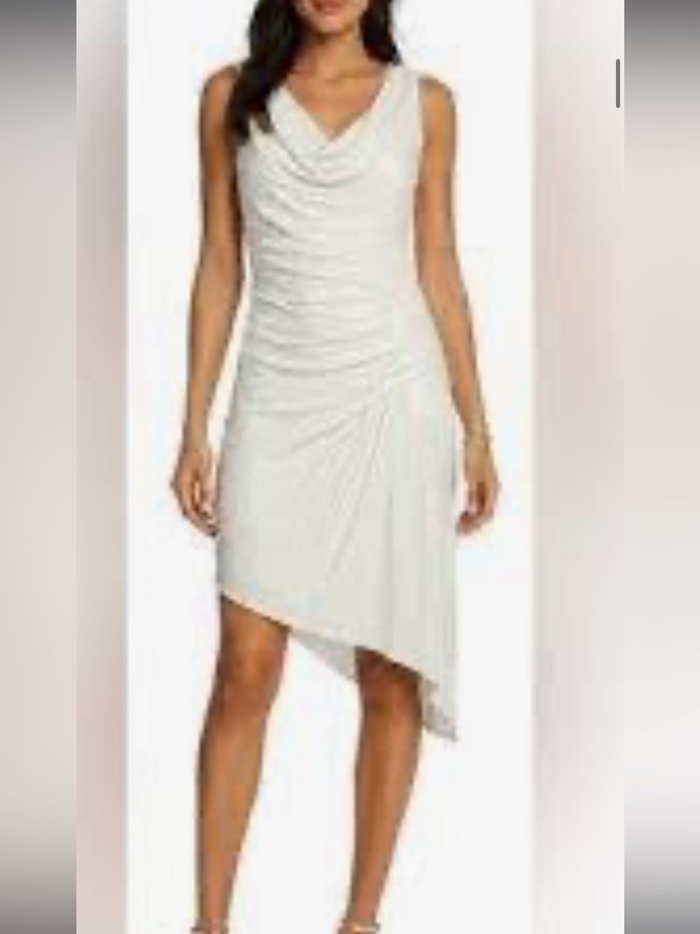 Haute Hippie Cream offwhite bridal beaded Asymmetrical hem Ruched Dress size s